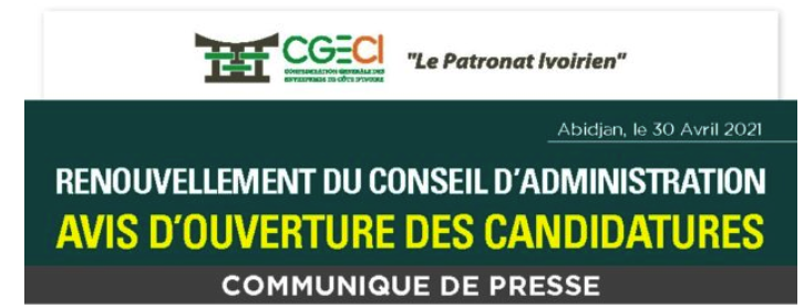 C41 - Communiqué de presse - Election Administrateurs de la CGECI 2021