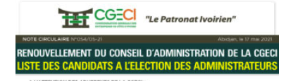 RENOUVELLEMENT DU CONSEIL D'ADMINISTRATION DE LA CGECI