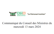 Communiqué du Conseil des Ministres du mercredi 13 mars 2024